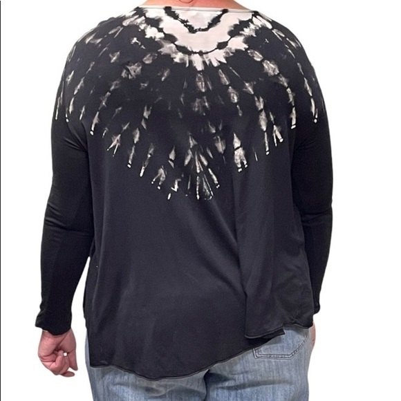 𝅺PATRONS of Peace black rayon top w/tie dye upper portion grunge whimsigoth - Picture 2 of 8